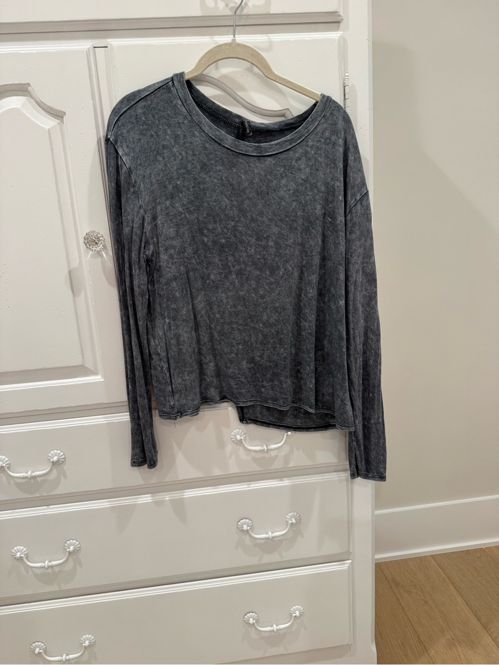 Washed Black Long-Sleeve Women's Top